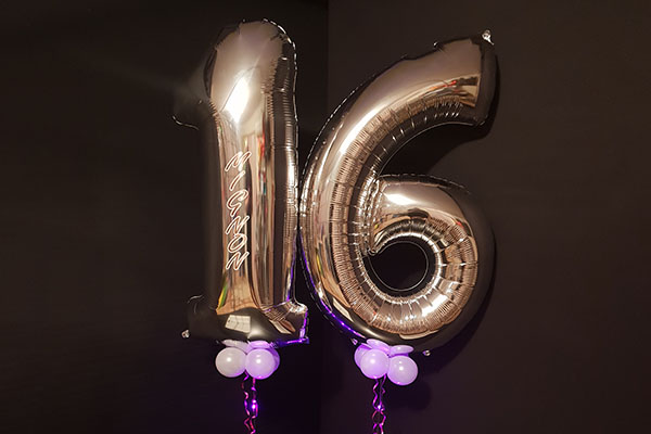 16th Birthday Foil Number Helium Balloons Led Perth Kwinana