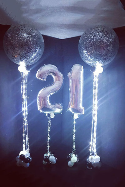 21st Birthday Led Helium Balloon Bouquet Kwinana Perth