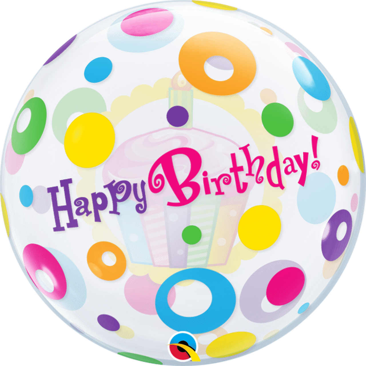 Birthday Cupcake & Dots - Light It Up Balloons