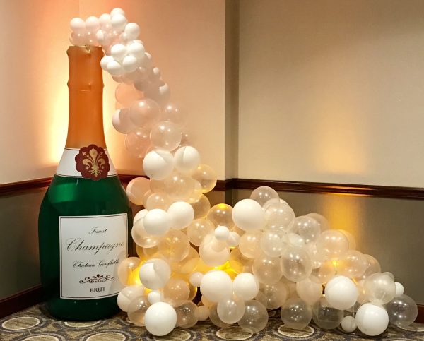 Inflatable Champagne Bottle with Balloons